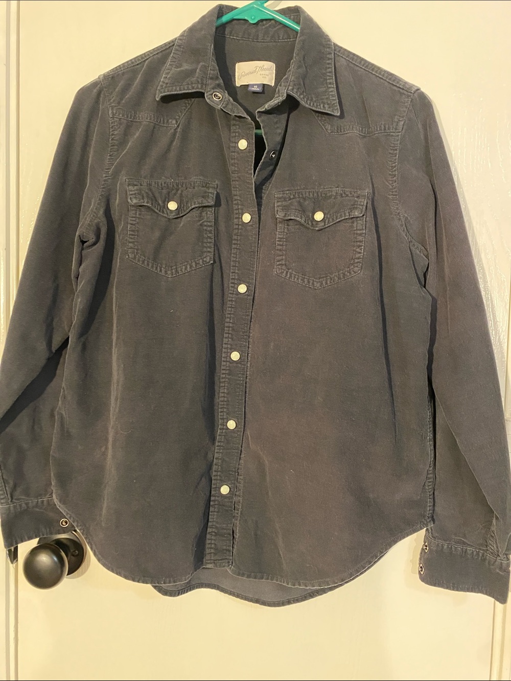 Universal Thread Women's Dark Gray Button-Down Corduroy Shirt